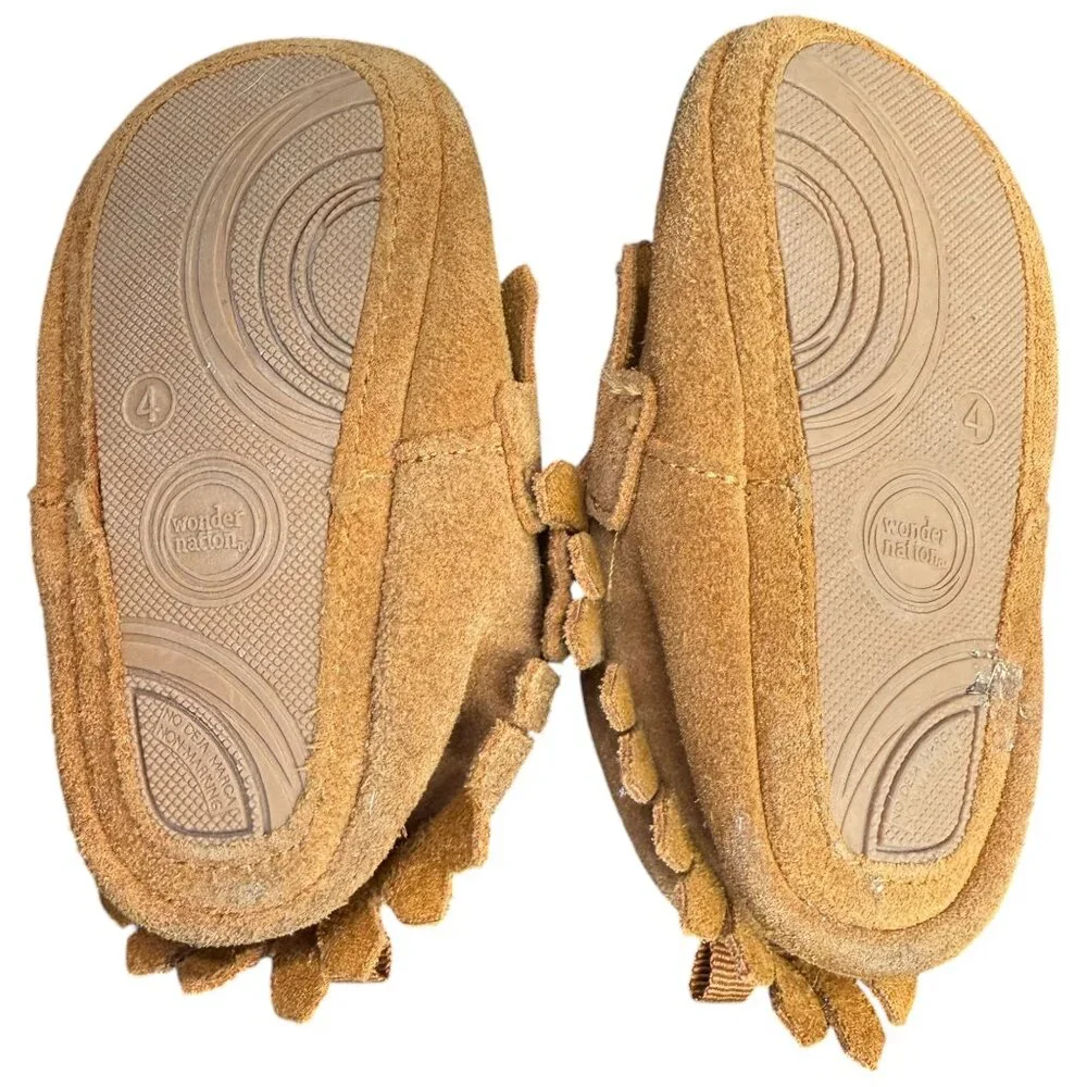 Baby’s Tan Genuine Leather Moccasins- Size 4‎