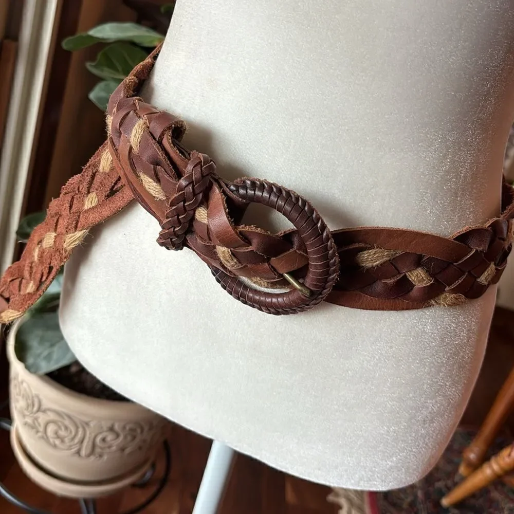Hollister Braided Leather and Twine Belt - M/L