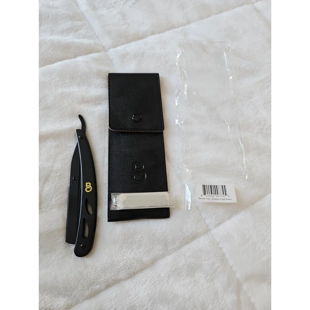 The Beard Club‎ Barber Straight Edge Razor Kit for Men W/Black Faux Leather Case