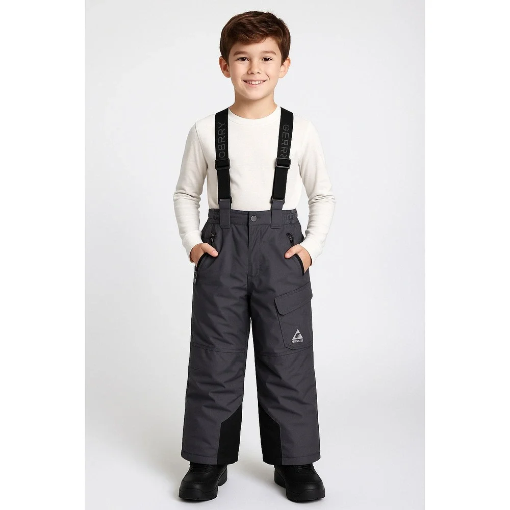 Gerry Snow‎ Pants Youth M 10/12 Gray W/Suspenders Insulated Waterproof Ski Bib