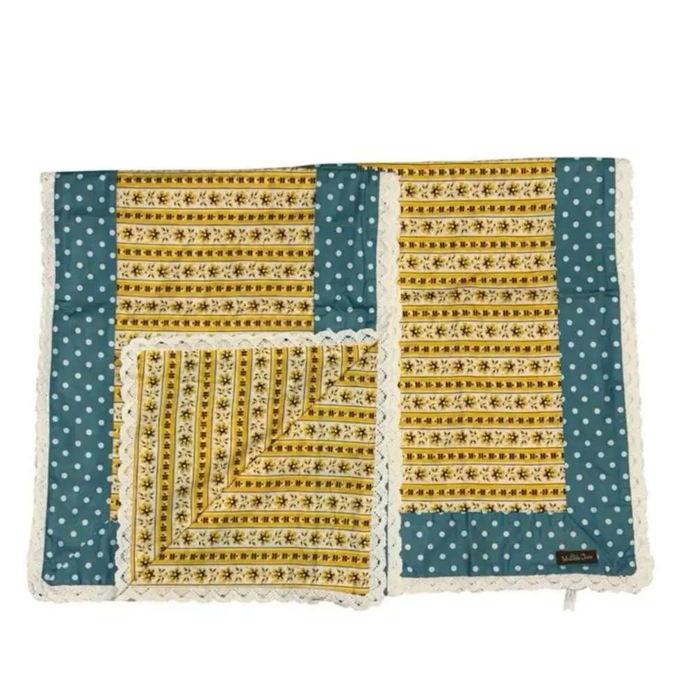 Matilda Jane Celebrations Set of 2 Table Runners Blue Polka Dot Sunflower