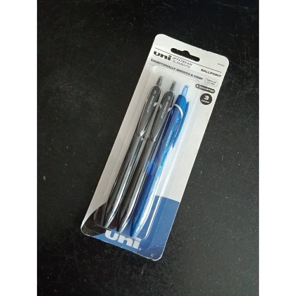 UNI Ballpoint Pens 2 Black & 1 Blue Ink #90194