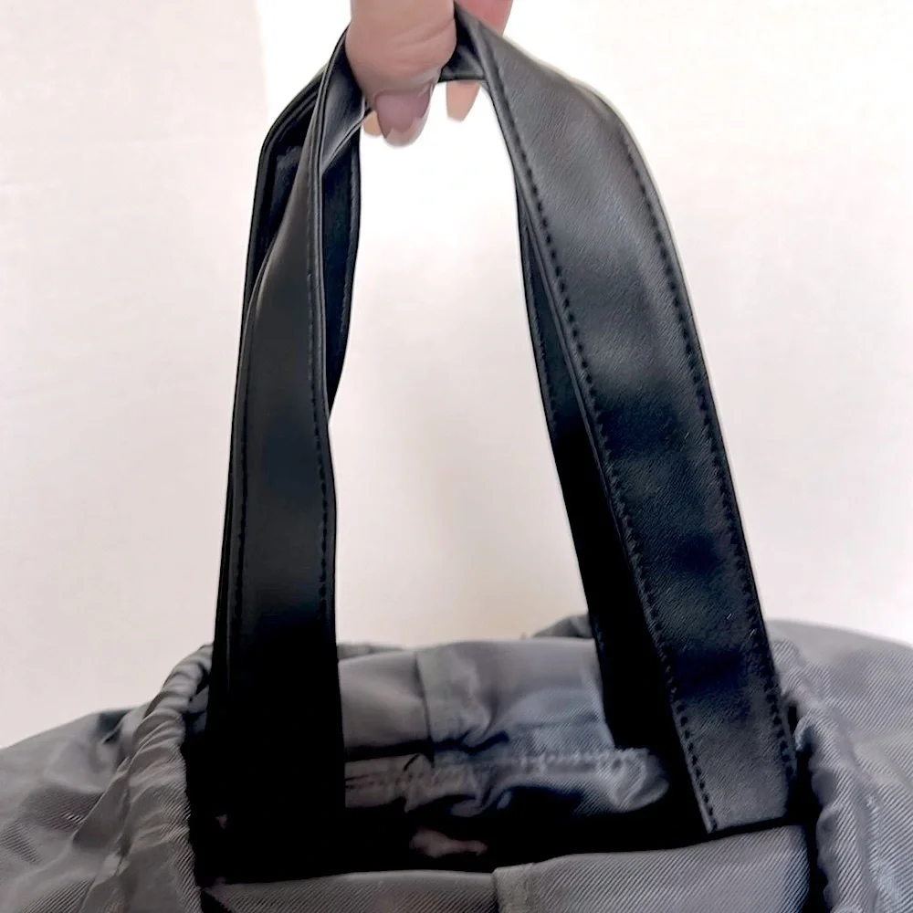Tanger Outlets Black and Gray Leopard Print tote Bag or back pack w/ drawstring