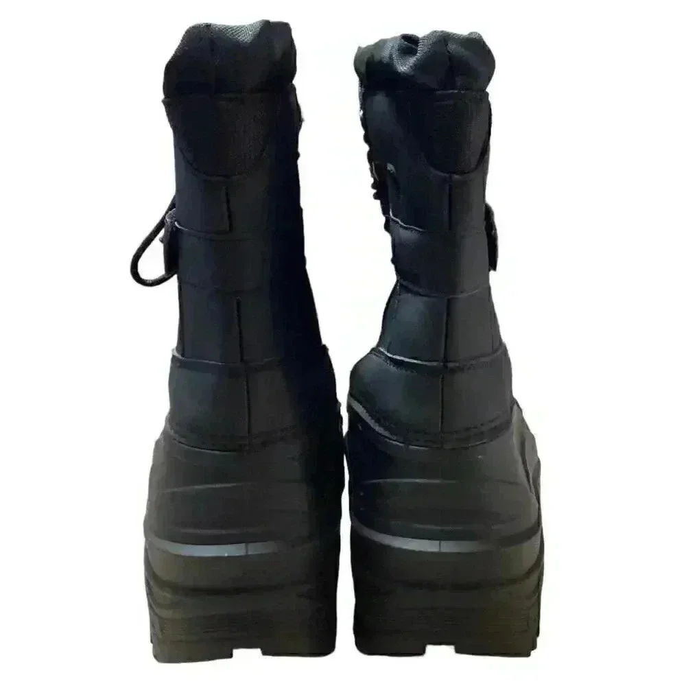 Khombu Men 9 Waterproof Insulated Lace Up Drawstring Snow Boots Black Vegan NEW