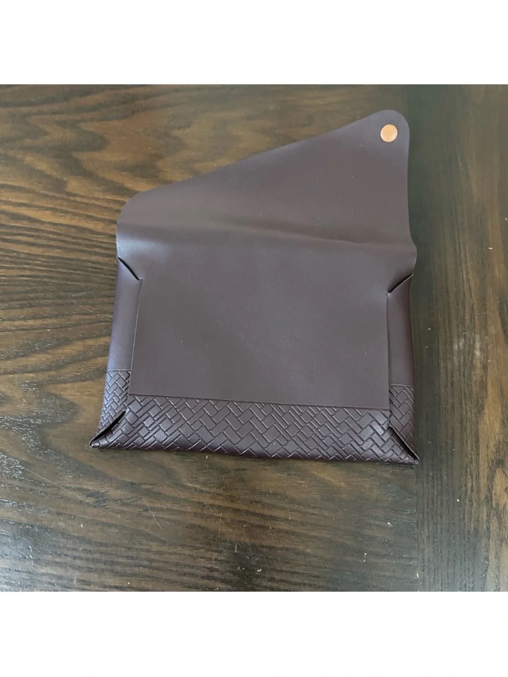 NEW Cole Haan Woven Faux Burgundy Leather Travel Clutch/E-Book Cover gold snap