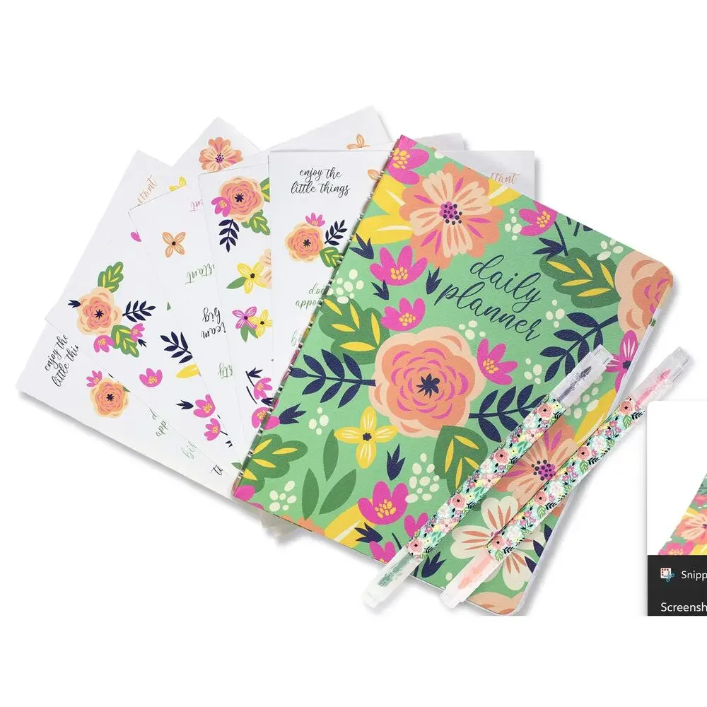 Steel Mill & Co. Floral Daily Planner Set + Highlighters & Stickers (NWT)