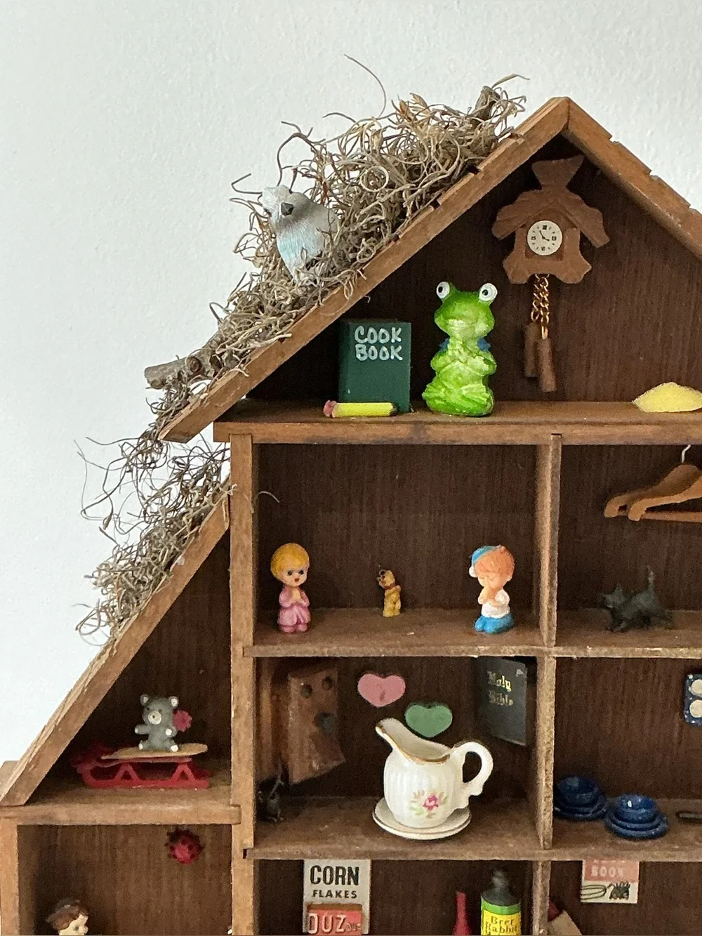 Vintage shadow trinket wall hanging or countertop house