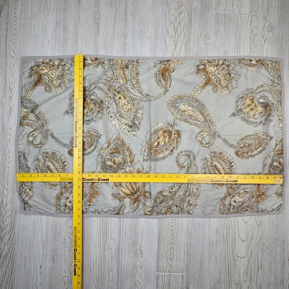 Set of 2 Chaps Home King Cold Spring Paisley Pillow Sham Grey Gold 100% Cotton