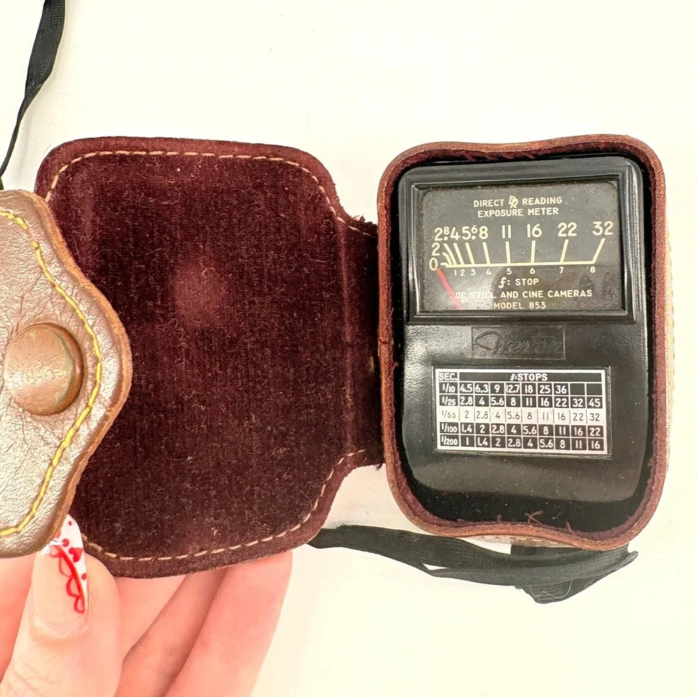 Vintage Weston Model 853 Direct Reading Exposure‎ Light Meter with Leather Case