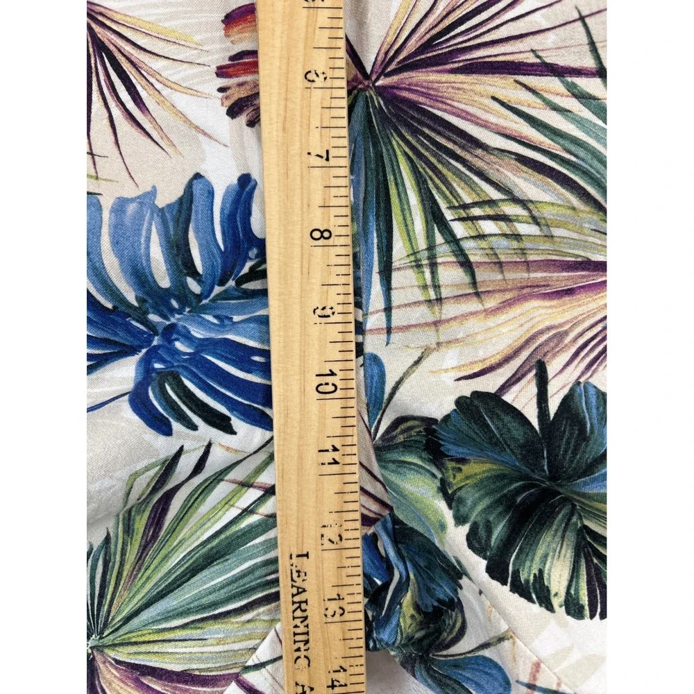 Chico's Pants Women 16 Multi Color Cropped Tropical‎ Botanical Cotton Blend