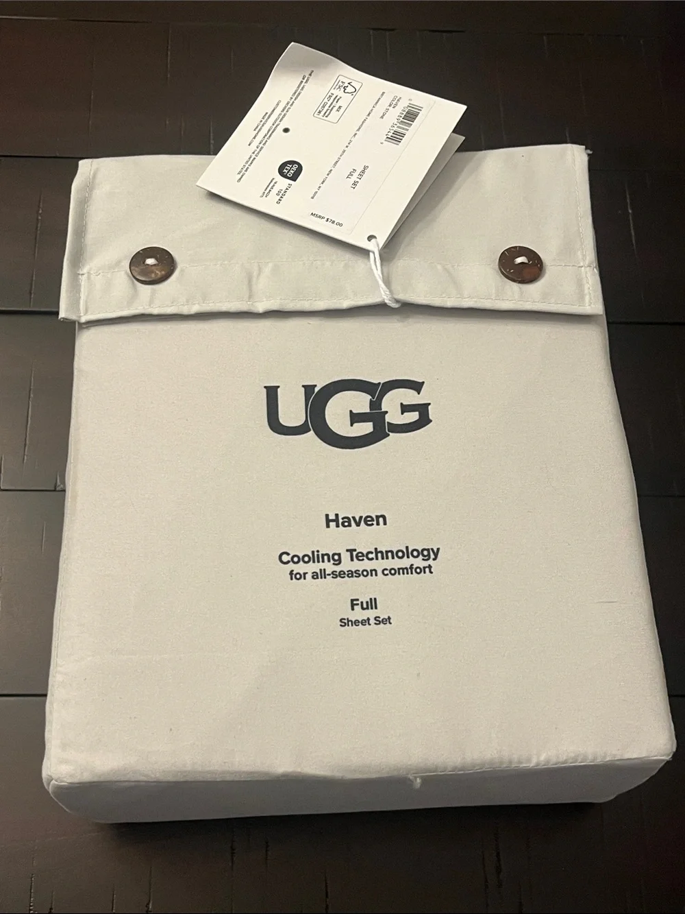 Ugg Haven Full Sheet Set - Flat, Fitted 2 Pillowcases Cooling Technology Stone