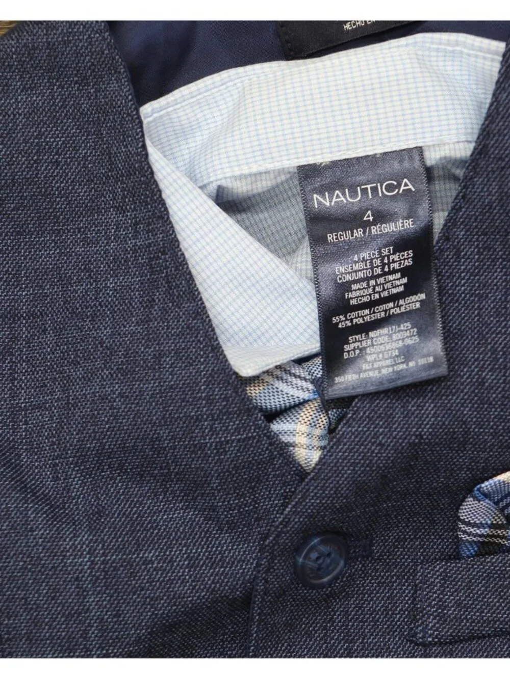 NWT Nautica 4-Piece Formal Suit Set NDFHR17J-425 Tanzanite Blue 4