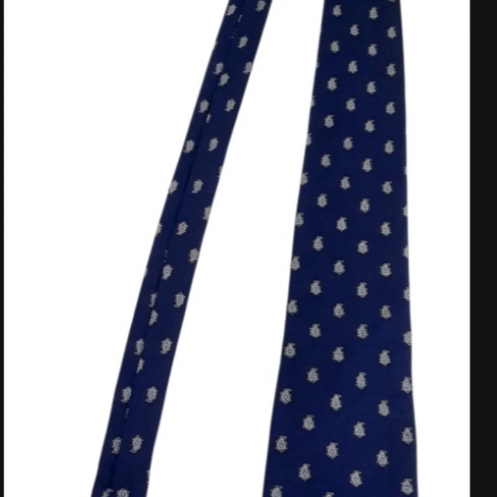 Vintage Christian Dior Tie Classic Navy Blue Small Print. 100% Silk