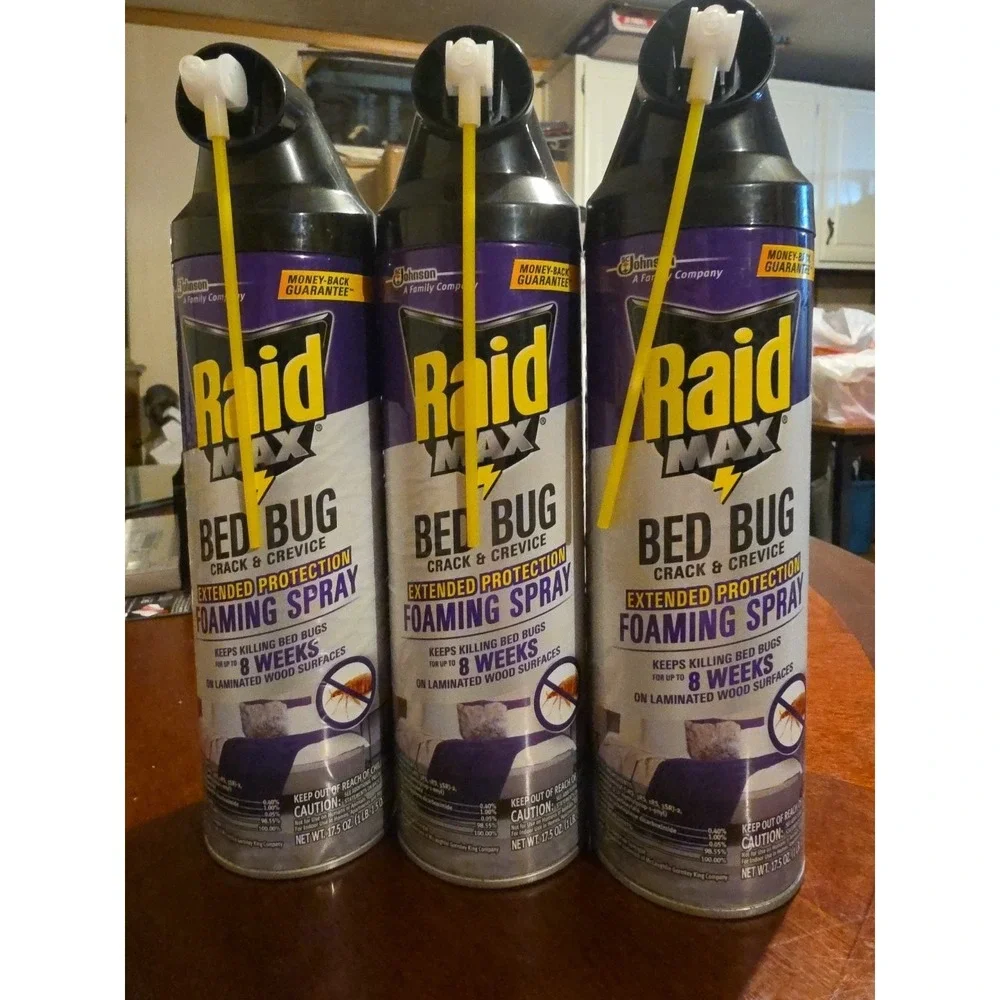 Raid Max Bed Bug Foaming Spray Crack Crevice 17.5 oz Extended Protection ( 3pc