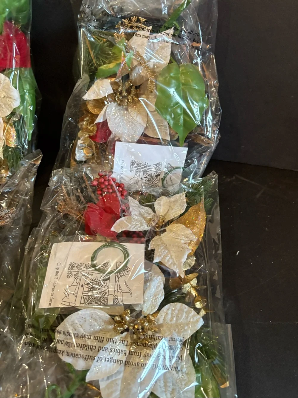 Avon Red, Cream & Gold Holiday Garland Stems