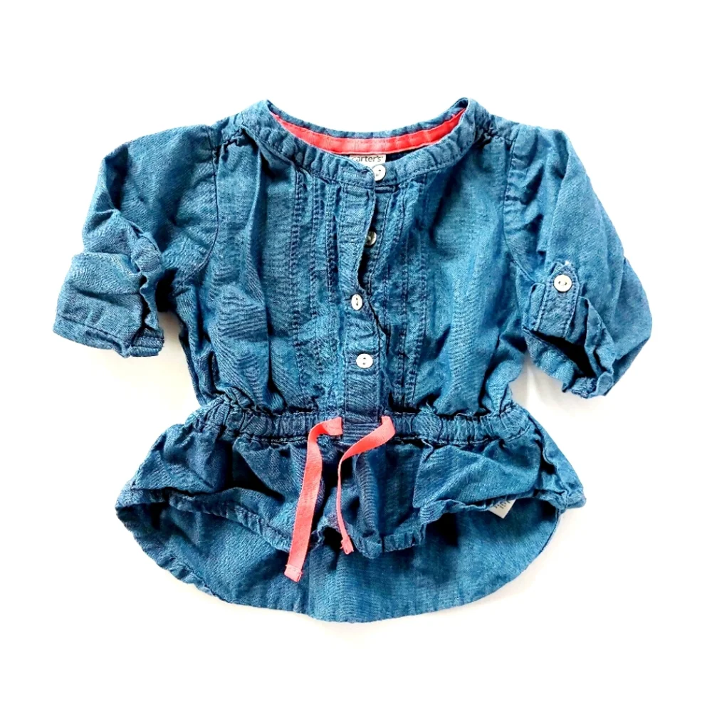 Denim/Chambray Peplum Shirt size 9 months Carters Infant Family‎ Photos