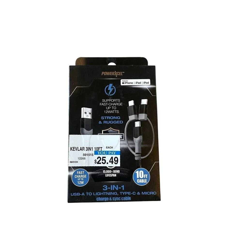 Lot 8 New PowerXcel Type C to Lightning Cables MFi-Certified Made with Kevlar