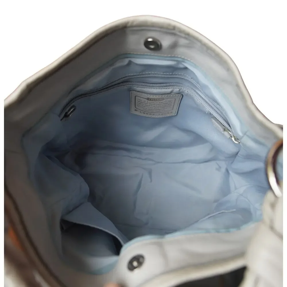 Coach Y2K Metallic Silver Signature Hobo Bag Powder Blue Lining L0882-13508 EUC