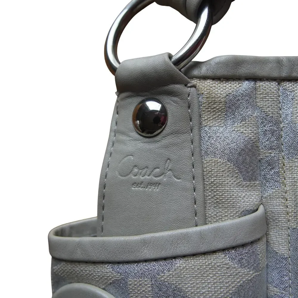 Coach Y2K Metallic Silver Signature Hobo Bag Powder Blue Lining L0882-13508 EUC