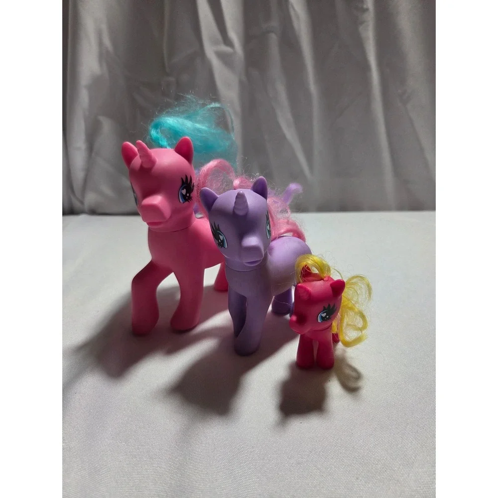 Vntg‎ My Little Pony Unicorn Figures Set of 3 Pink Purple Teal Hair Toys