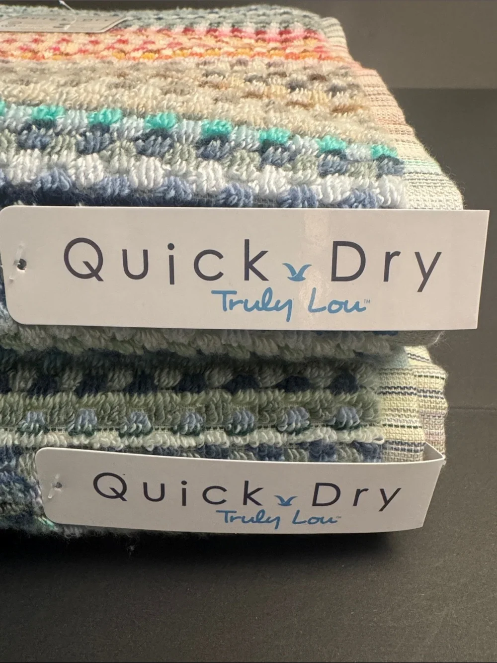 2pc TRULY LOU Quick Dry Zero Twist Cotton Bath Towel Set -Multi