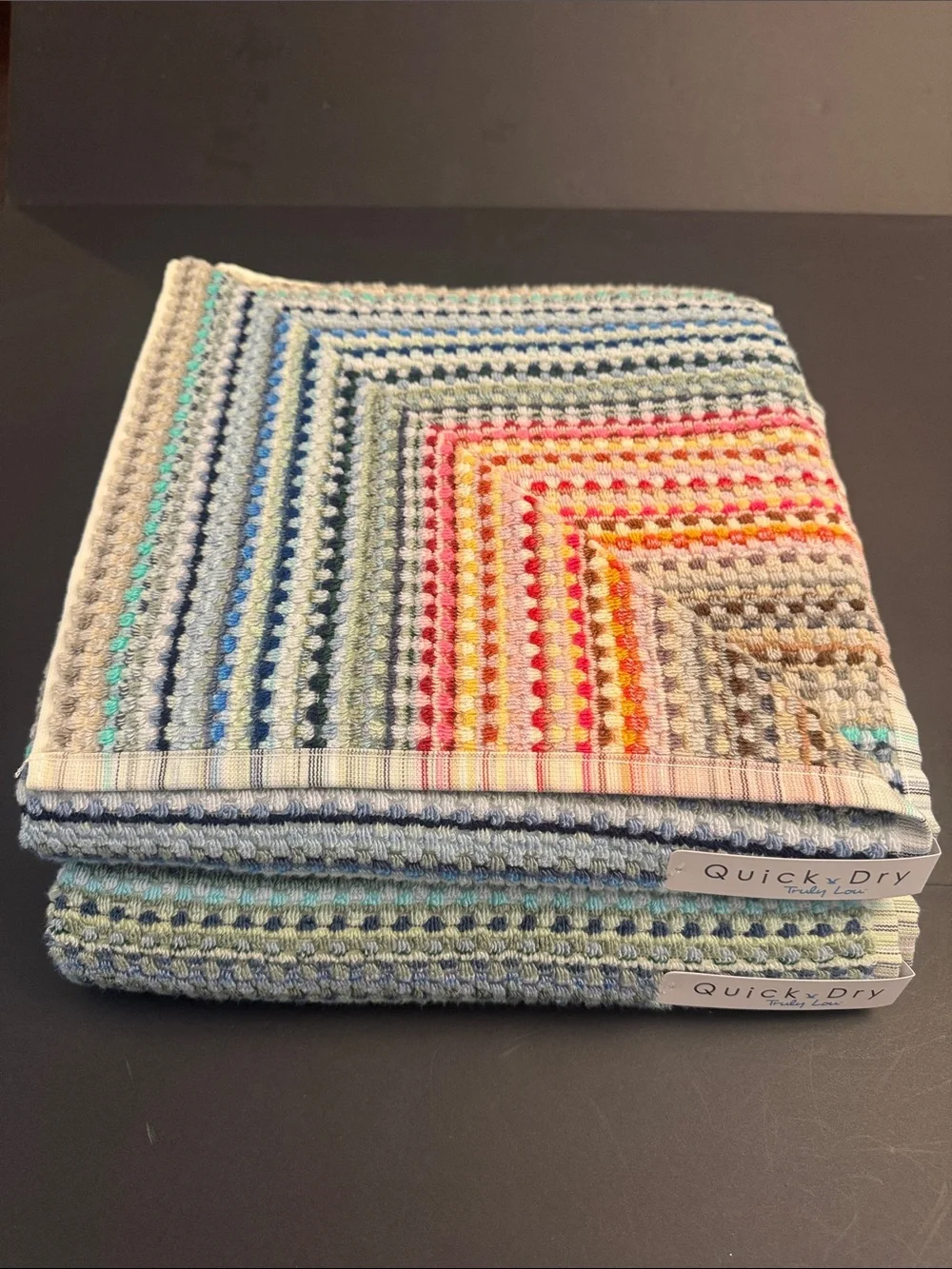 2pc TRULY LOU Quick Dry Zero Twist Cotton Bath Towel Set -Multi