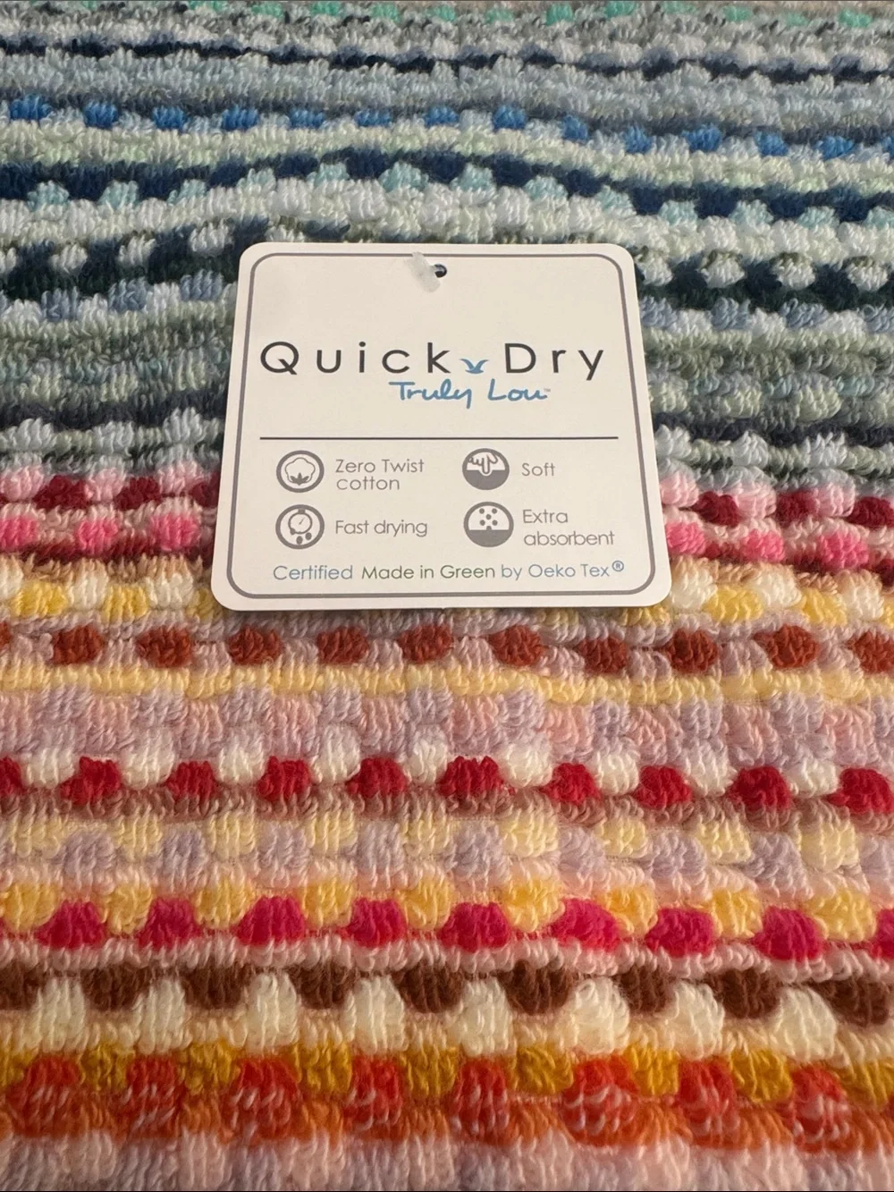 2pc TRULY LOU Quick Dry Zero Twist Cotton Bath Towel Set -Multi