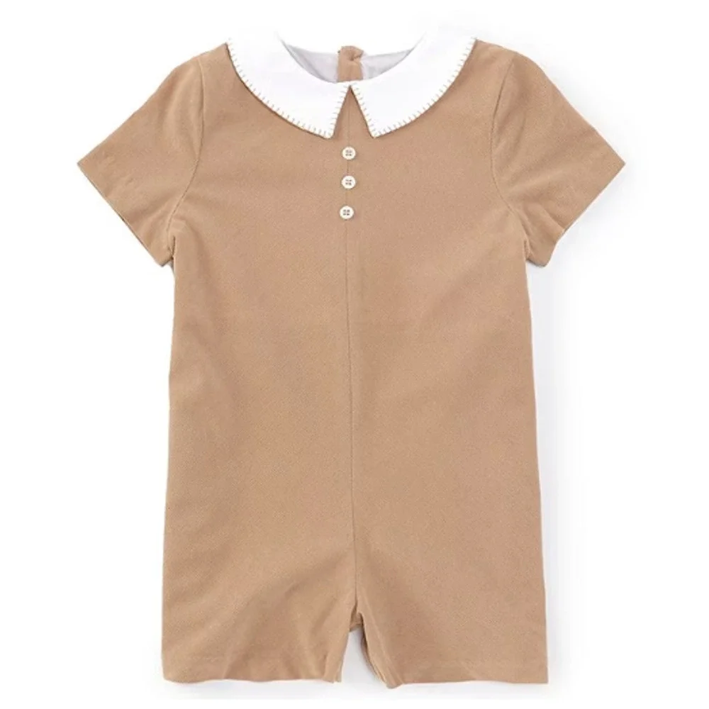 Edgehill Collection Peter Pan Collar Corduroy Jon Jon Romper Baby Boy Size 9 Mo