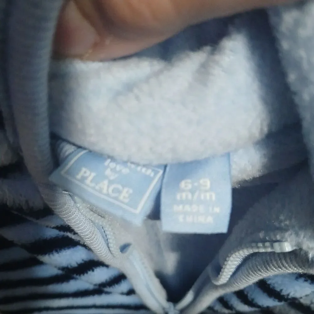 The Children's Place Blue Striped Fleece Bunting Size 6-9 Months Thick And Warm