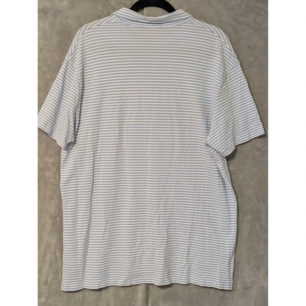 Polo Ralph Lauren Polo Shirt Mens Large Blue White Striped Featherweight Mesh