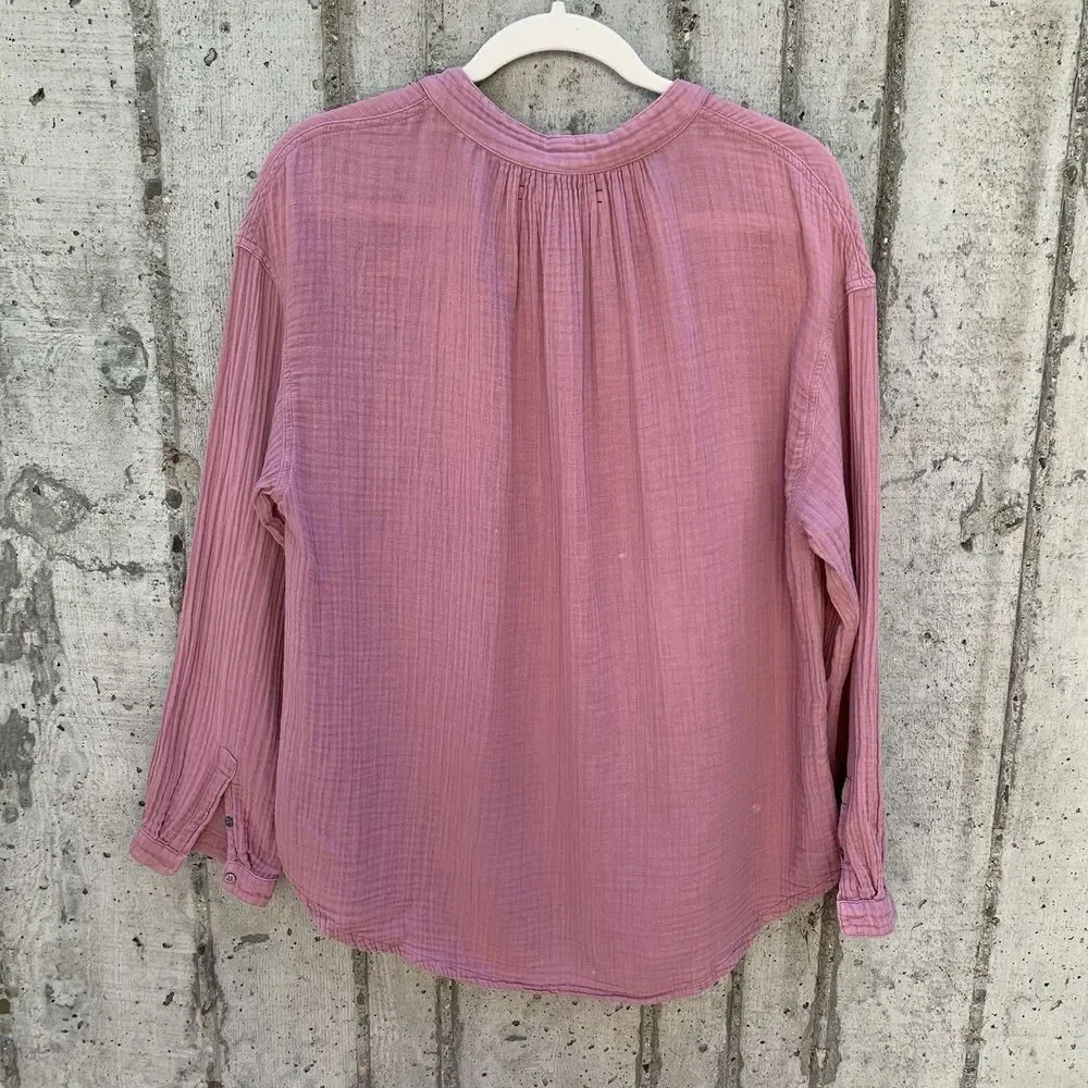 Xirena Cotton Gauze Pink Blouse Cottagecore Prairie Beachy Boho Quiet Luxury S