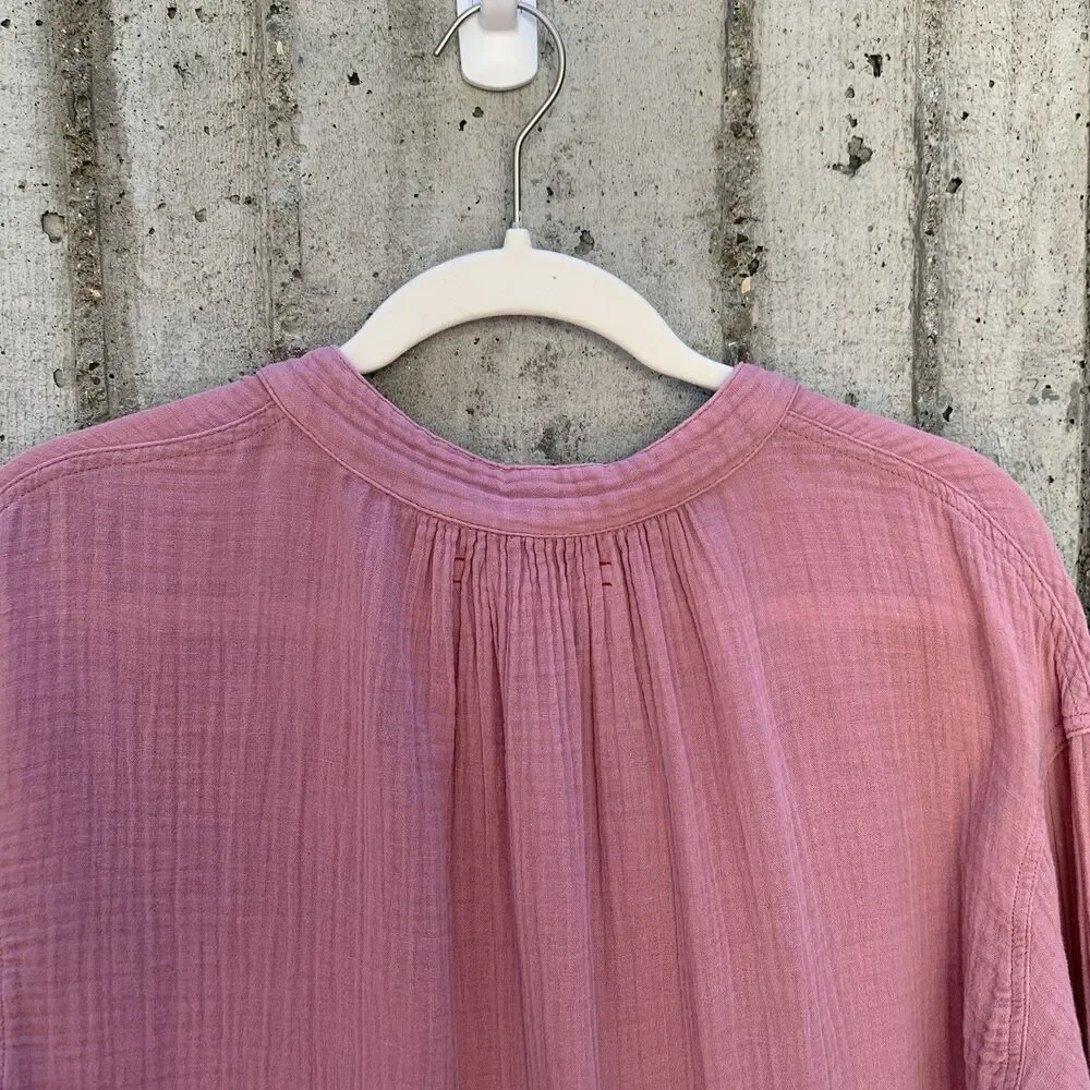 Xirena Cotton Gauze Pink Blouse Cottagecore Prairie Beachy Boho Quiet Luxury S