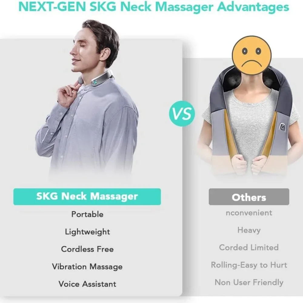 Gray Neck Massager with Heat and Multi-Mode Therapy -