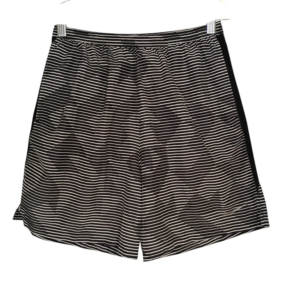 Nike Dry Element Running Challenger Shorts Mens Medium Black White Striped Brief
