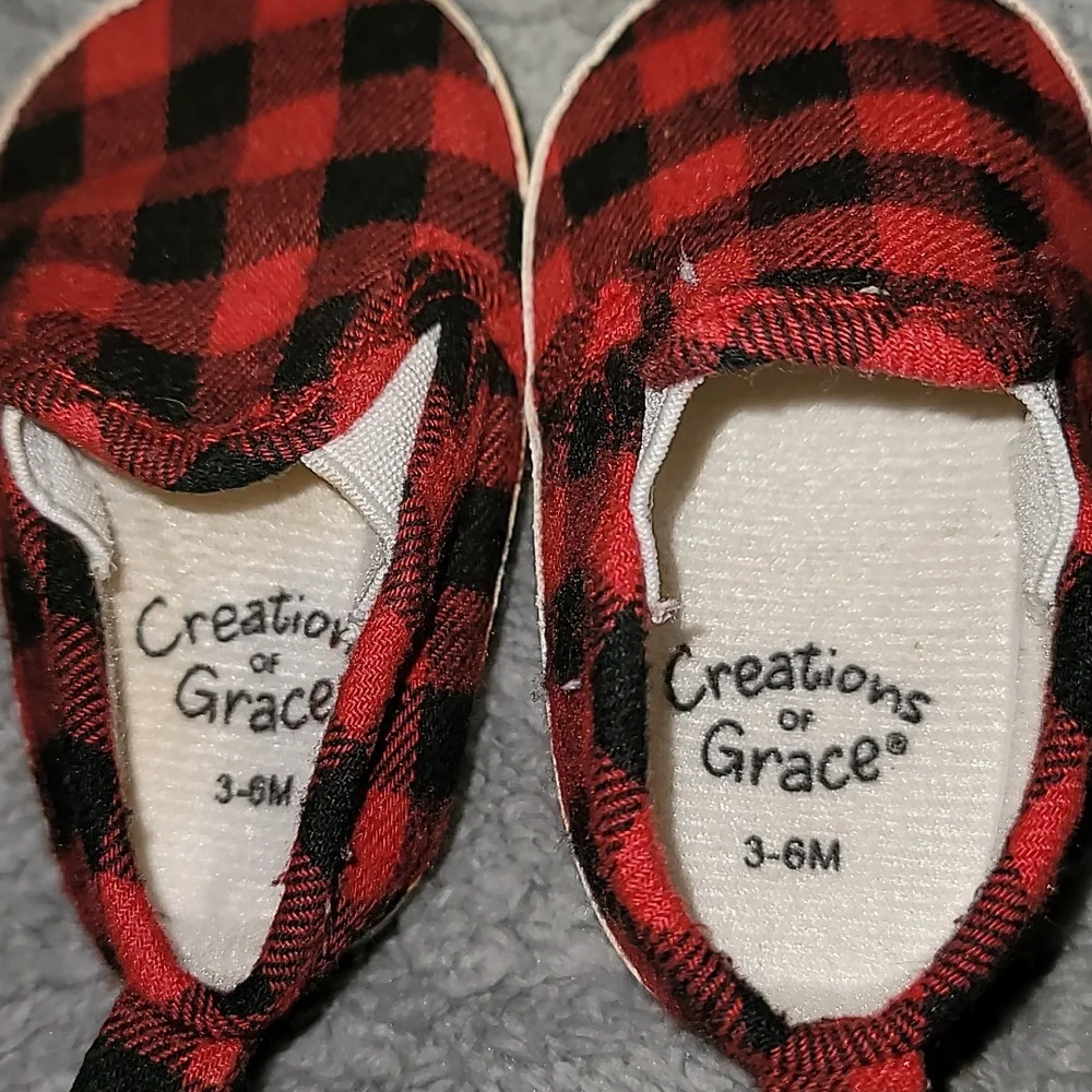 Magic Prewalker & Creations Of Grace 3-6M Baby Infant Shoes Sneakers White Plaid