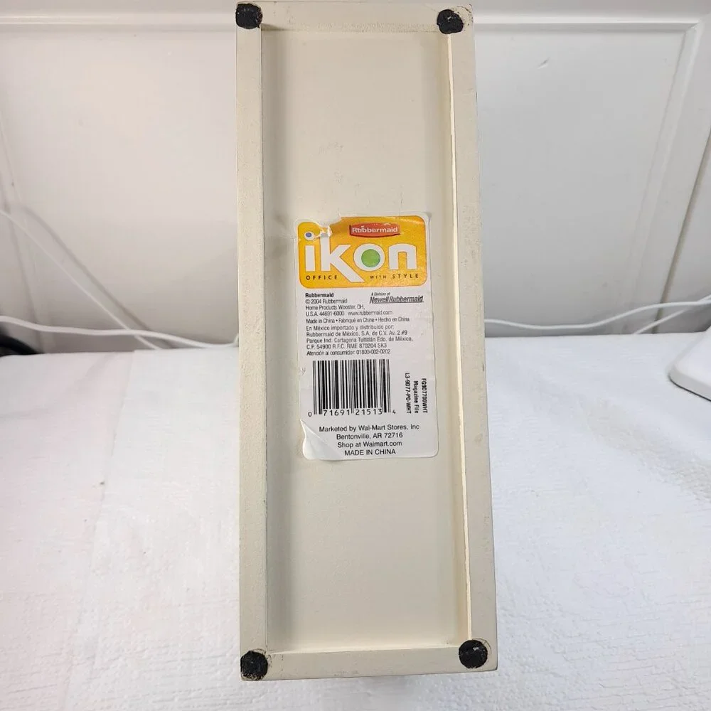 Rubbermaid Ikon wood‎ Magazine file organizer cream white storage Home Office