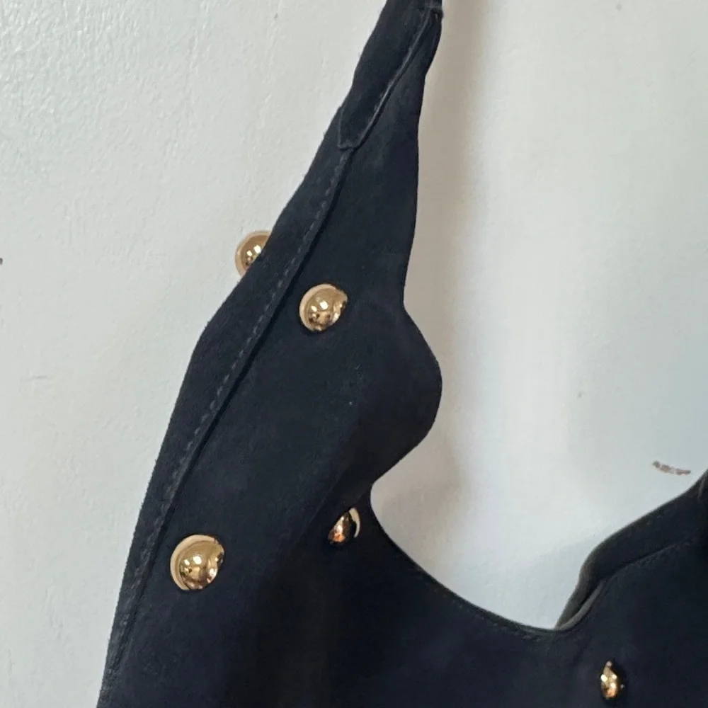 Madewell Mylie Studded Suede Hobo Shoulder Bag Juniper Berry Blue