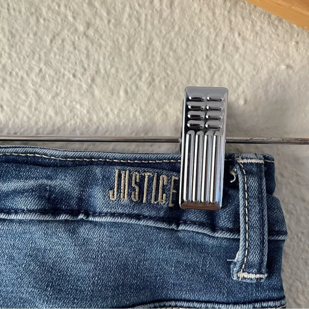 Justice Mid Rise Super Skinny Jeans Girls 10 Slim Blue Medium Wash Denim Stretch