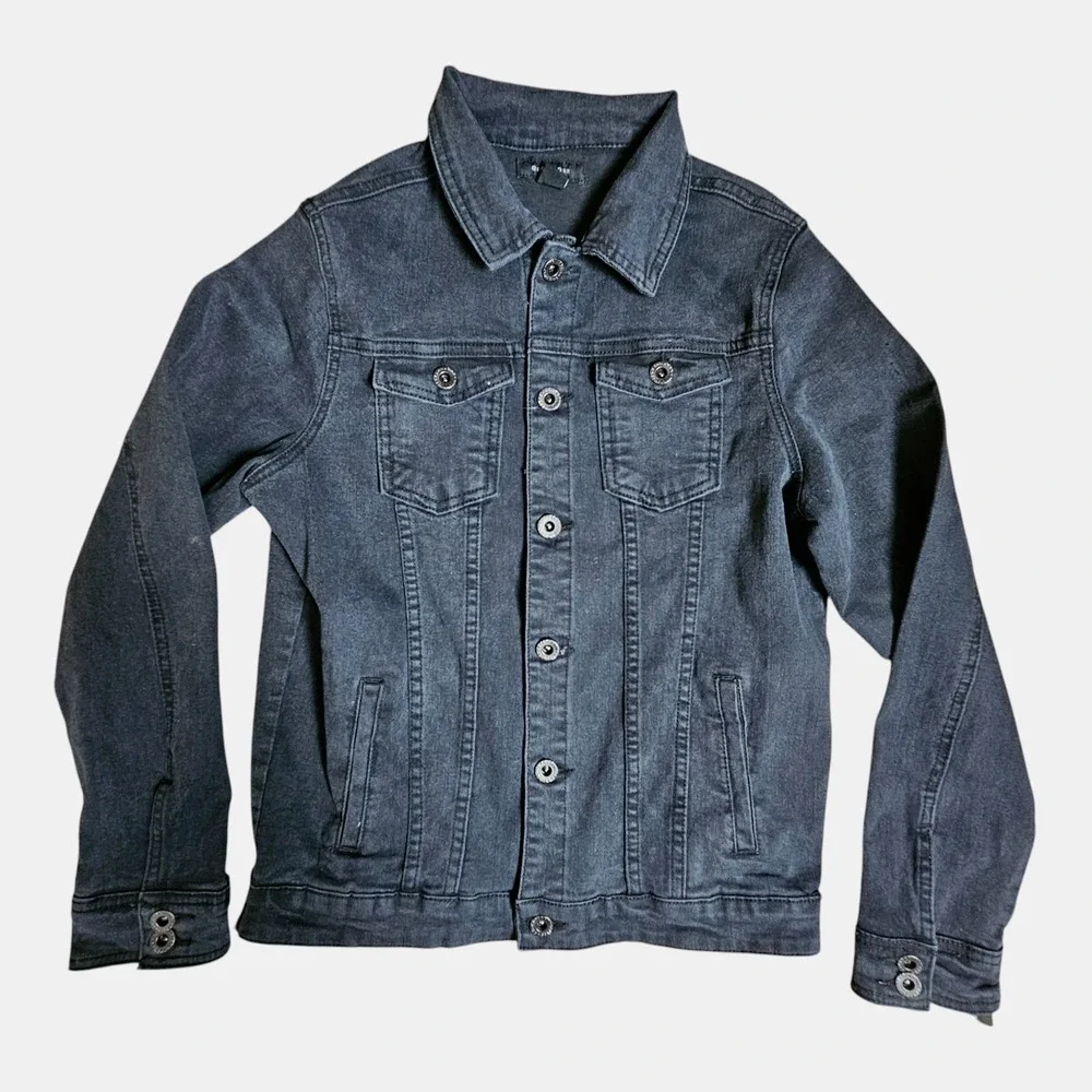 Sean‎ John Denim Trucker Jacket Button Front Long Sleeve Boys XL Black NWT
