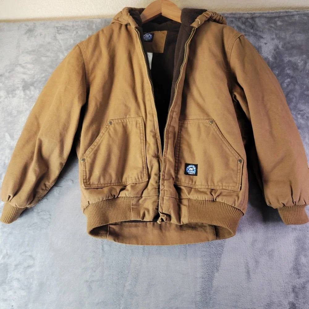 Polar King by Key Kids Brown Duck Canvas Fleece Lined Hooded Work Jacket Kids‎