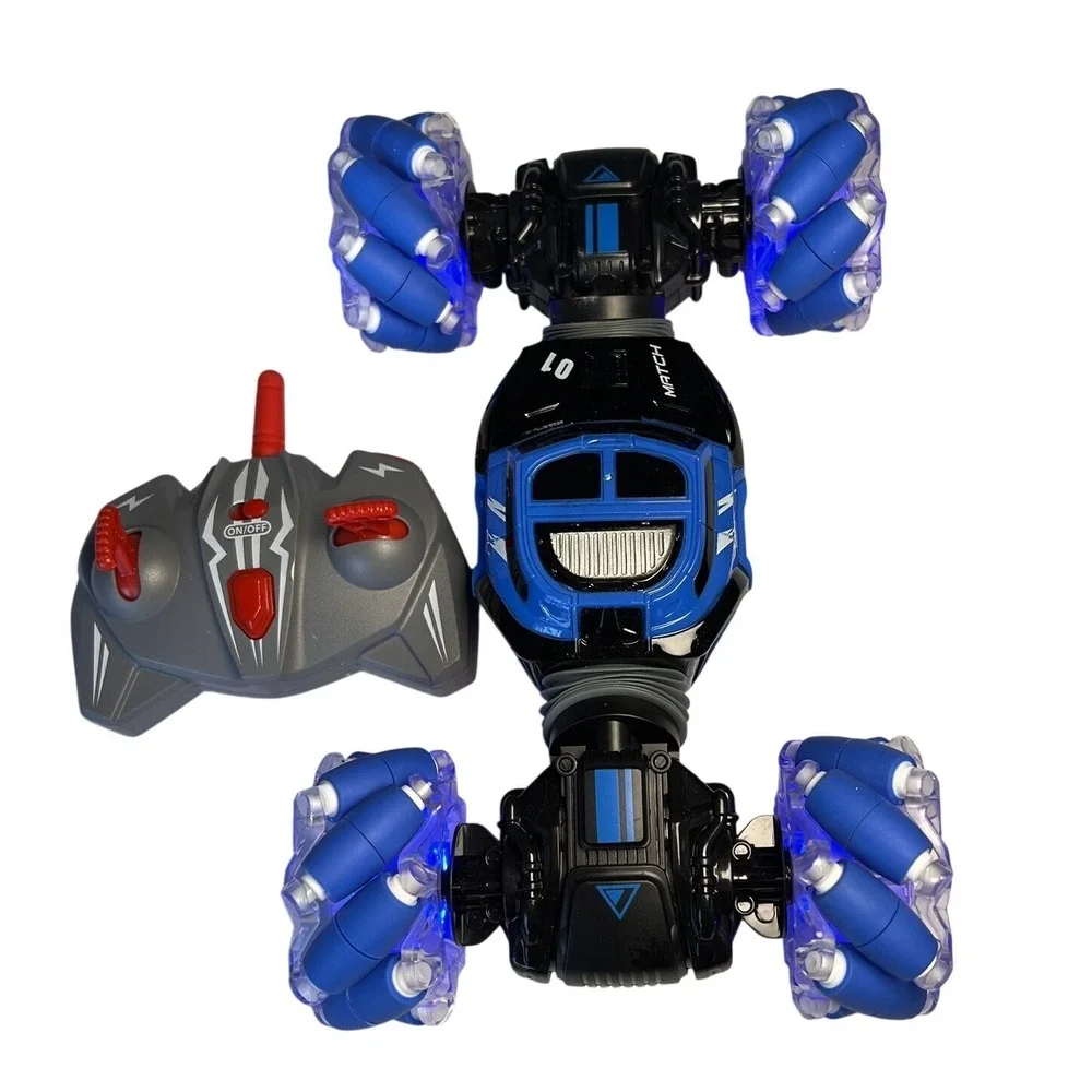 Blue RC Stunt Car 360‎ Rotation Double Sided Off-Road Vehicle LED Lights CDF0390