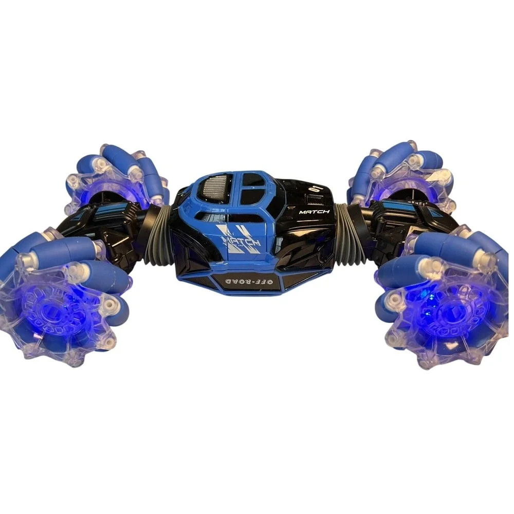 Blue RC Stunt Car 360‎ Rotation Double Sided Off-Road Vehicle LED Lights CDF0390