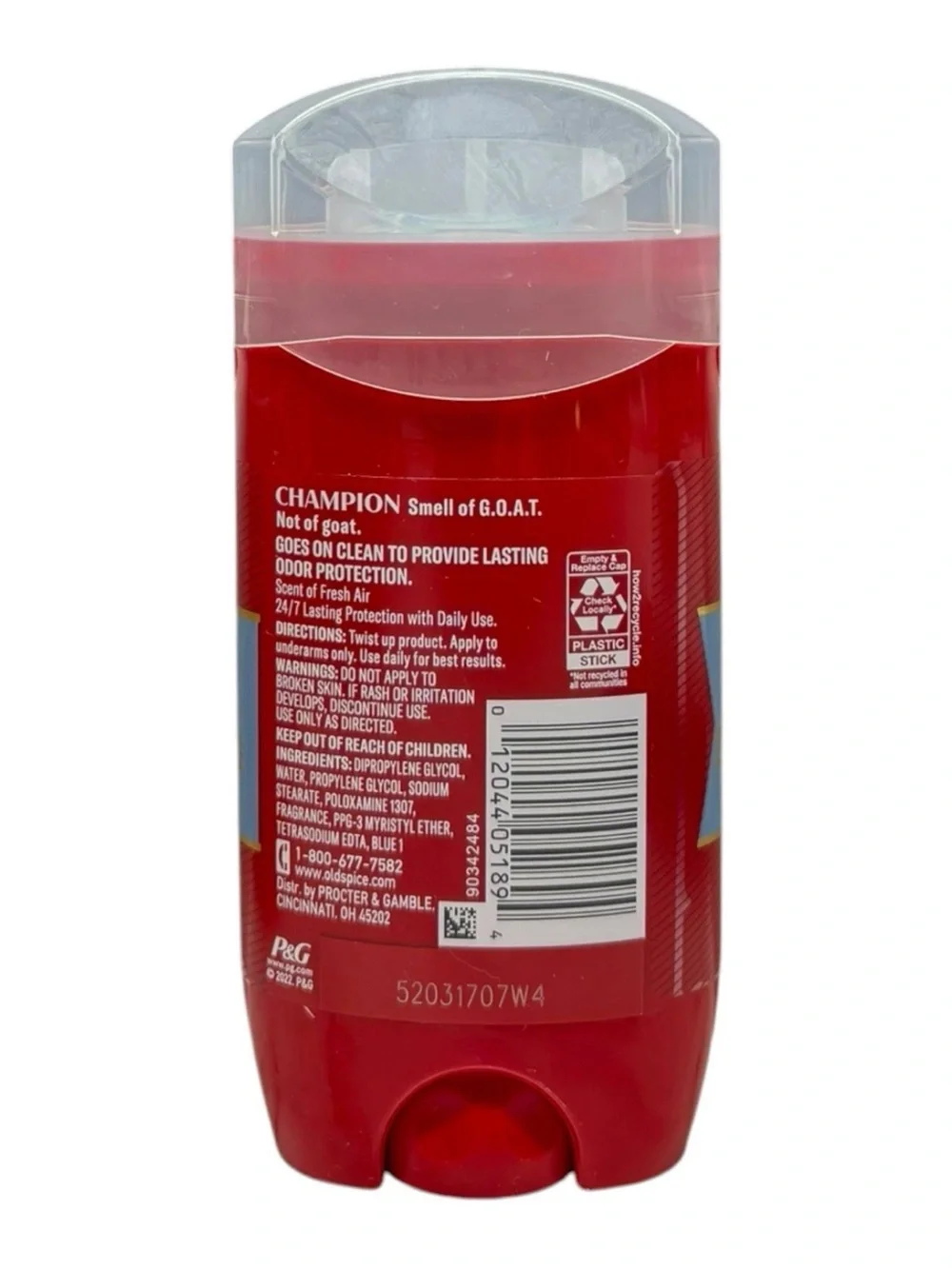 (2) Old Spice CHAMPION Aluminum Free Deodorant Scent of Fresh Air 3oz Full Size