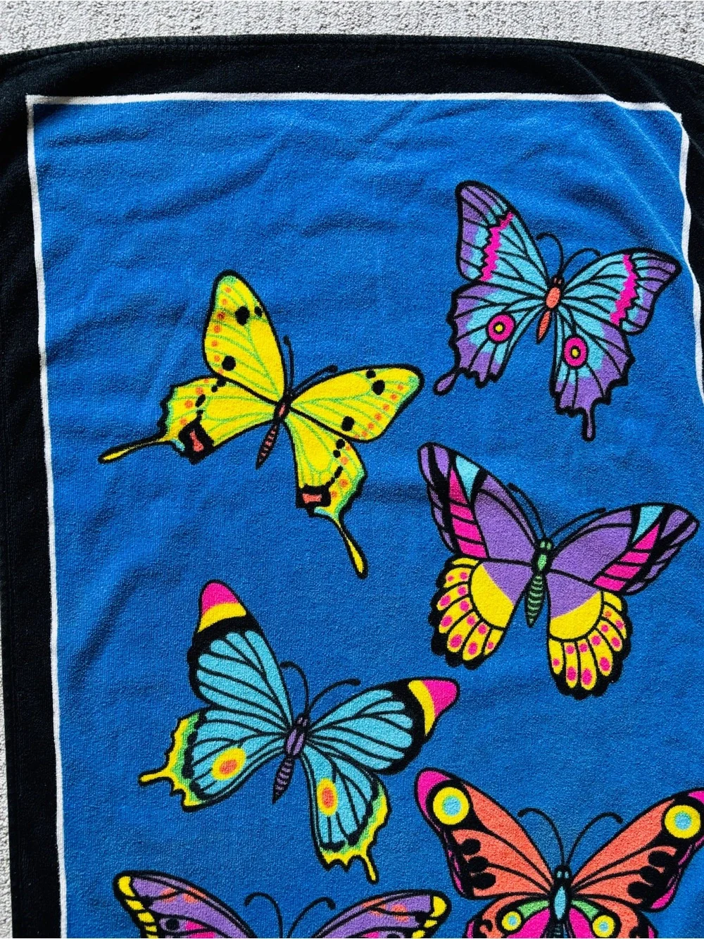 Vintage Beach Towel Butterflies Butterfly Pink Blue Multicolored 57