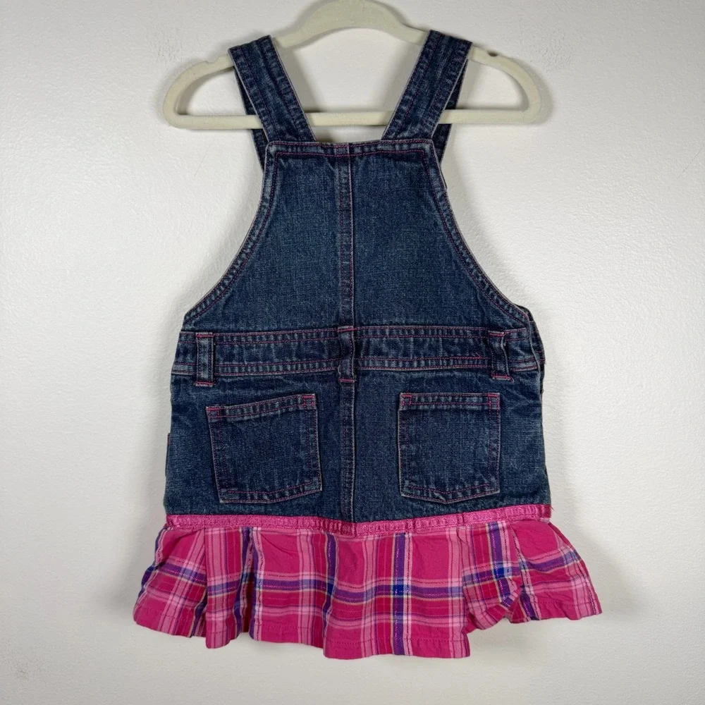 Y2K Disney Princess Denim Overall Dress Embroidered Kid’s Size 2T Plaid Retro