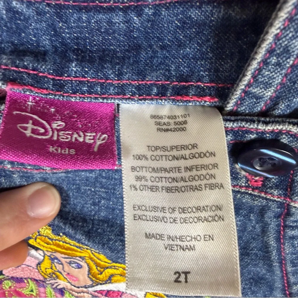 Y2K Disney Princess Denim Overall Dress Embroidered Kid’s Size 2T Plaid Retro