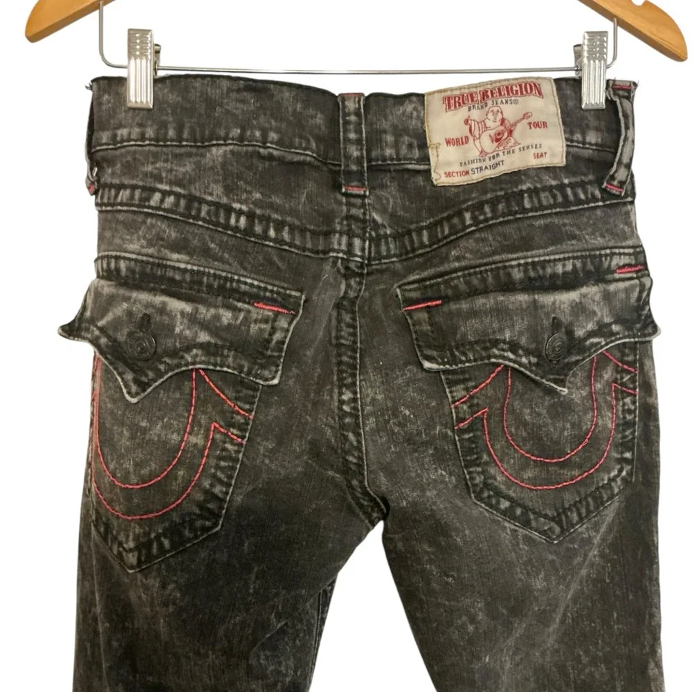 True Religion Men's Black Acid-Wash Slim Straight‎ Jeans size 30X31