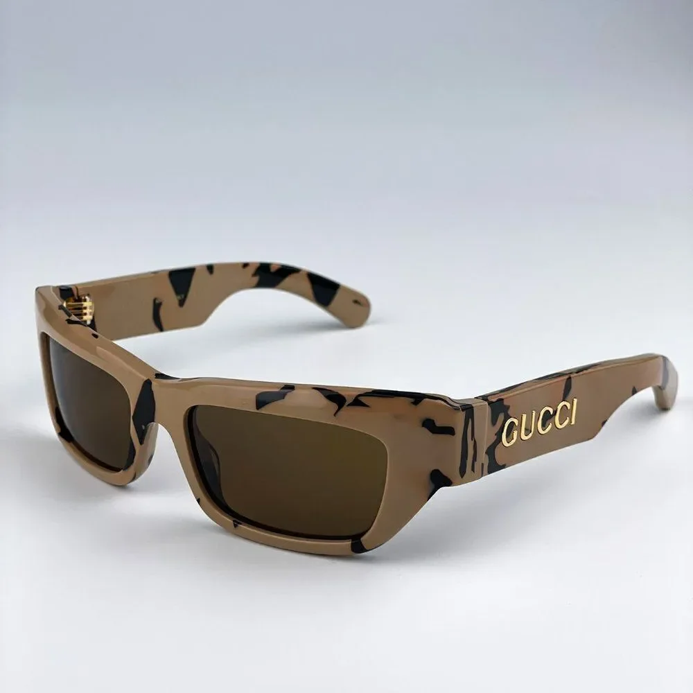 SALE! NEW Gucci GG1296S 003 Black Big Spotted Havana Rectangle Unisex Sunglasses