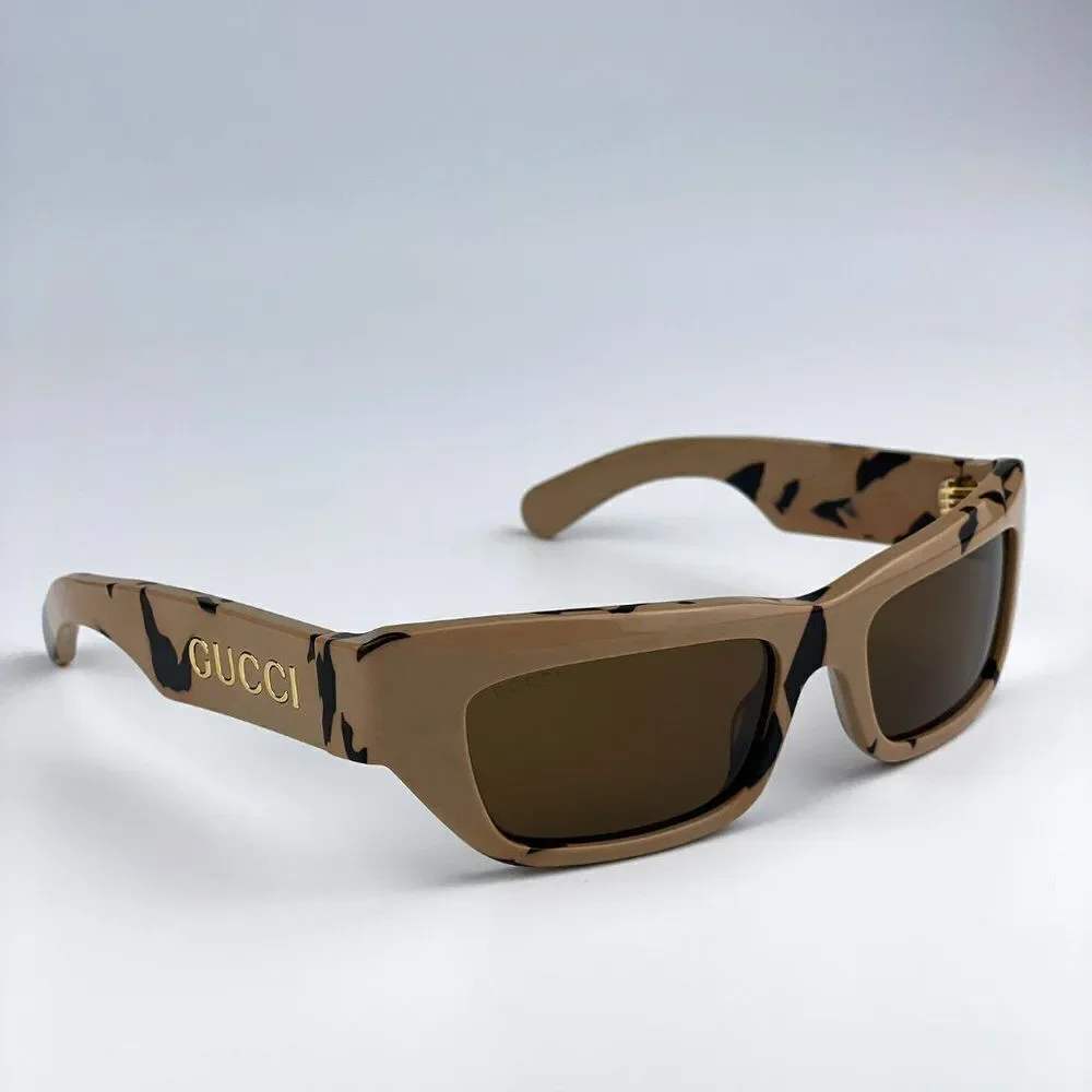 SALE! NEW Gucci GG1296S 003 Black Big Spotted Havana Rectangle Unisex Sunglasses