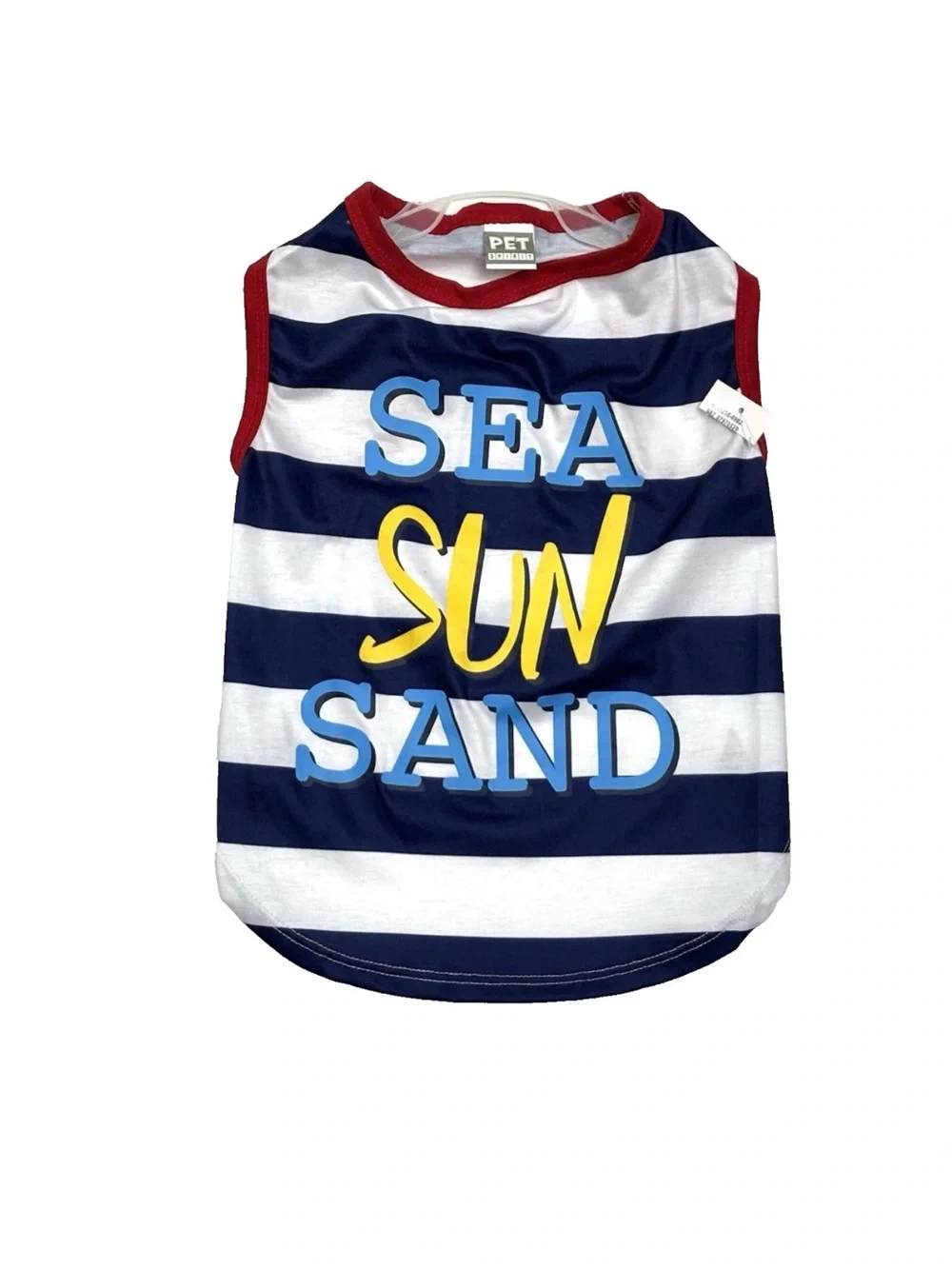 DOG T-SHIRT SUMMER VIBES S/M PATRIOTIC RED WHITE BLUE STRIPES PREPPY LIGHTWEIGHT
